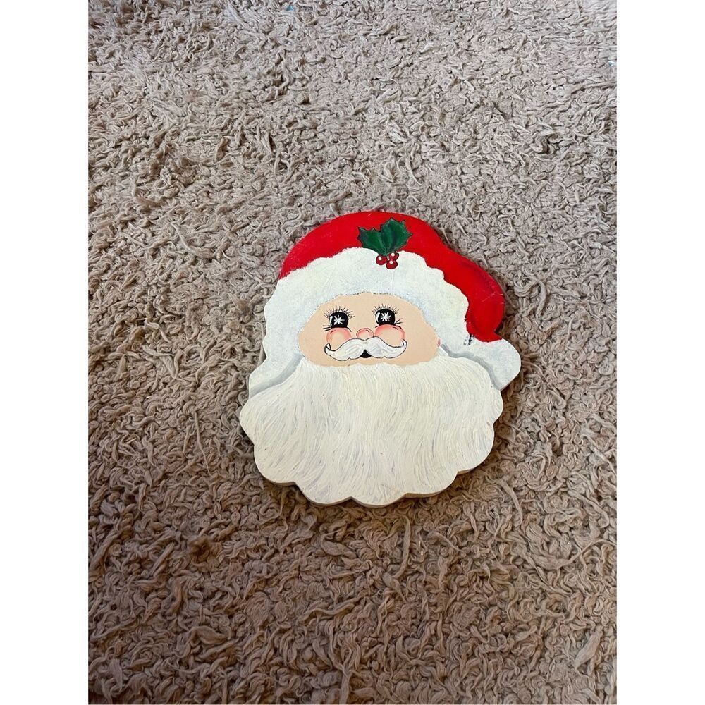 Vintage‎ Santa hand painted wooden wall decoration